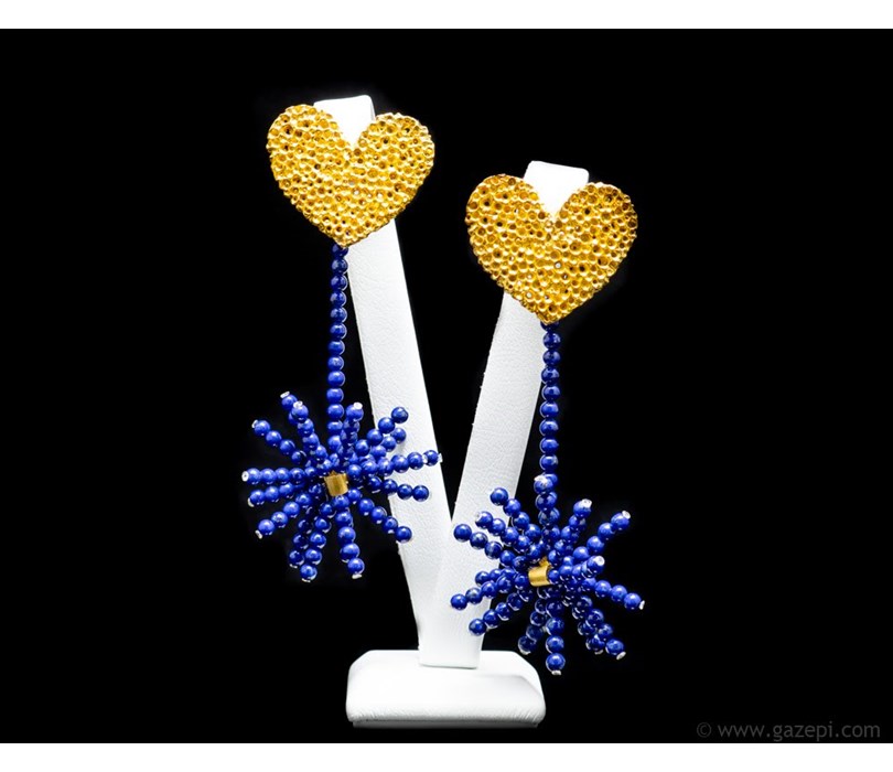 Χειροποίητα σκουλαρίκια, επιχρυσωμένο ασήμι 925 & lapis lazuli.