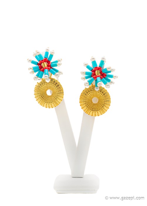 "Sea ​​urchin" Handcrafted earrings in gold plated silver 925 (the price refers only to the sea urchins).