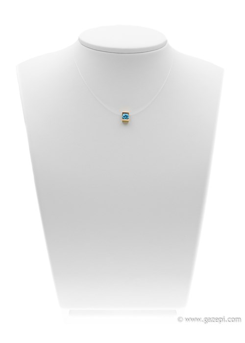 Handcrafted necklace, gold 18K with brilliant cut topaz