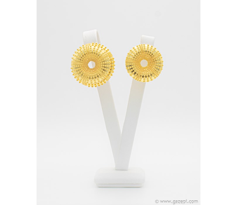 "Sea ​​urchin" Handcrafted earrings in gold plated silver 925