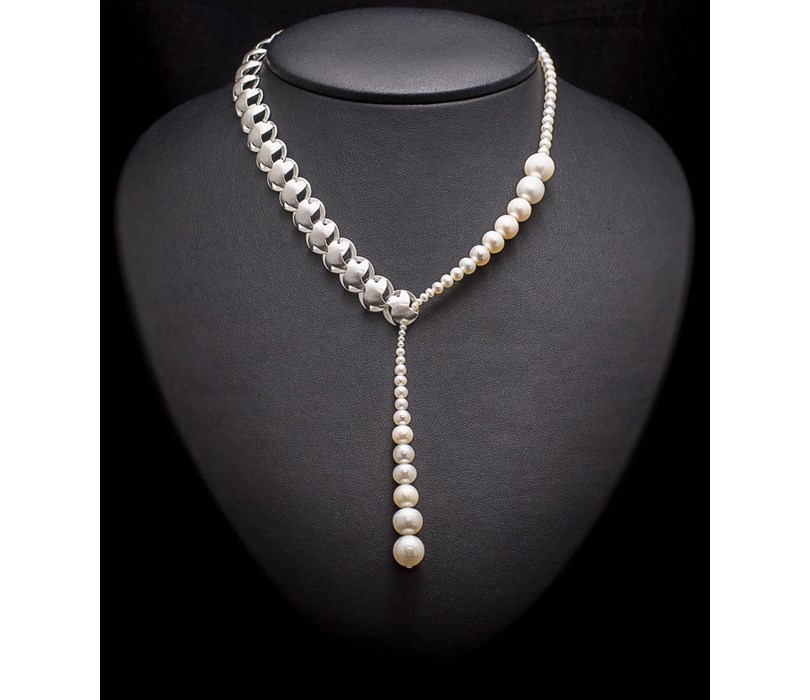 Handcrafted Necklace. Sterling Silver 925 & White Pearls