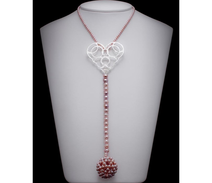 Handcrafted Necklace, Natural Pink Pearls Sterling silver .925