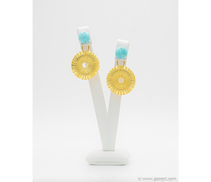 "Sea ​​urchin" Handcrafted earrings in gold plated silver 925 (the price refers only to the sea urchins).