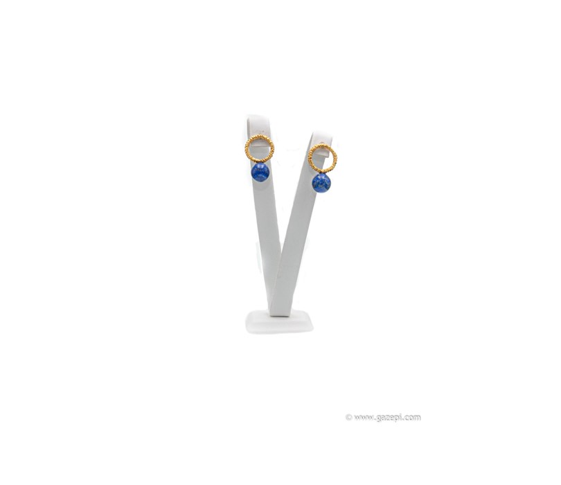 Handcrafted earrings, gold plated silver 925 with lapis lazuli
