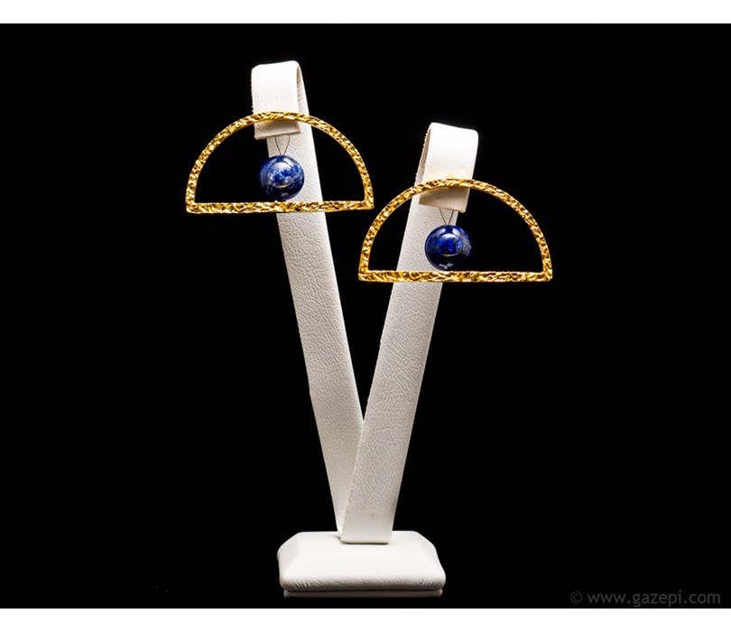 Χειροποίητα σκουλαρίκια, επιχρυσωμένο ασήμι 925 με lapis lazuli.